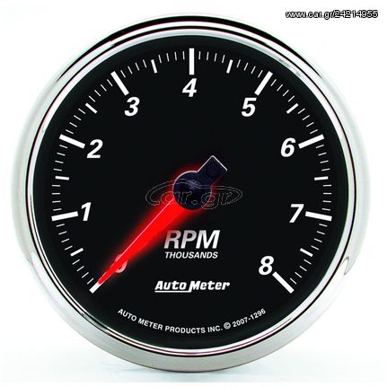 Autometer Gauge, Tachometer, 3 3/8", 8K Rpm, In-Dash, Designer Black Ii