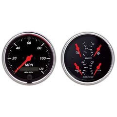 Autometer Gauge Kit, 2 Pc., Quad & Speedometer, 3 3/8", Designer Black