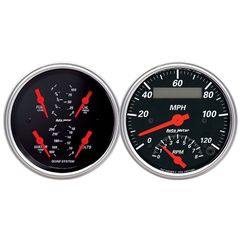 Autometer Gauge Kit, 2 Pc., Quad & Tach/Speedo, 3 3/8", Designer Black