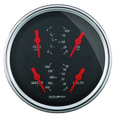 Autometer Gauge, Quad, 3 3/8", 0-90Ω, Elec, Designer Black