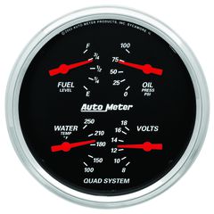 Autometer Gauge, Quad, 5", 0-90Ω, Elec, Designer Black