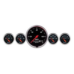 Autometer Gauge Kit, 5 Pc., 3 3/8" & 2 1/16", Elec. Speedometer, Designer Black