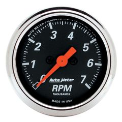 Autometer Gauge, Tachometer, 2 1/16", 7K Rpm, In-Dash, Designer Black