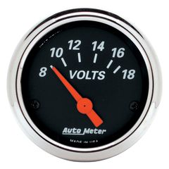 Autometer Gauge, Voltmeter, 2 1/16", 18V, Elec, Designer Black