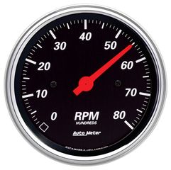 Autometer Gauge, Tachometer, 3 3/8", 8K Rpm, In-Dash, Designer Black