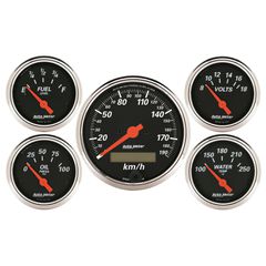 Autometer Gauge Kit, 5 Pc., 3 1/8" & 2 1/16", Elec. Km/H Speedometer, Designer Black