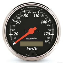 Autometer Gauge, Speedometer, 3 1/8", 190Km/H, Elec. Prog. W/ Lcd Odo, Designer Black