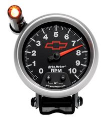 Autometer Gauge, Tachometer, 3 3/4", 10K Rpm, Pedestal W/ Ext. Quick-Lite, Gm Bowtie Black