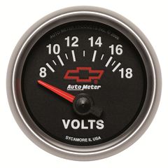 Autometer Gauge, Voltmeter, 2 1/16", 18V, Electric, Gm Bowtie Black