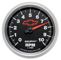 Autometer Gauge, Tachometer, 3 3/8", 10K Rpm, In-Dash, Gm Bowtie Black