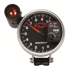 Autometer Gauge, Tachometer, 5", 10K Rpm, Pedestal W/ Ext. Shift-Lite, Gm Bowtie Black