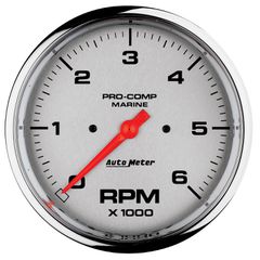 Autometer Gauge, Tachometer, 5", 6K Rpm, Marine Chrome