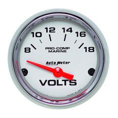 Autometer Gauge, Voltmeter, 2 1/16", 18V, Electric, Marine Chrome