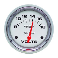 Autometer Gauge, Voltmeter, 2 5/8", 18V, Electric, Marine Chrome