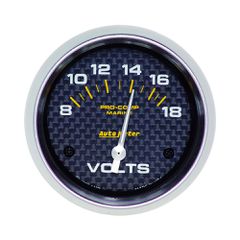 Autometer Gauge, Voltmeter, 2 5/8", 18V, Electric, Marine Carbon Fiber
