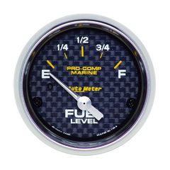 Autometer Gauge, Fuel Level, 2 1/16", 240 To 33Ω, Elec, Marine Carbon Fiber