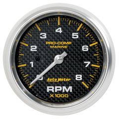Autometer Gauge, Tachometer, 3 3/8", 8K Rpm, Marine Carbon Fiber