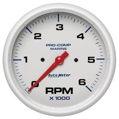 Autometer Gauge, Tachometer, 5", 6K Rpm, Marine White