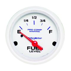 Autometer Gauge, Fuel Level, 2 1/16", 240 To 33Ω, Elec, Marine White