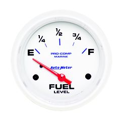 Autometer Gauge, Fuel Level, 2 5/8", 240 To 33Ω, Elec, Marine White