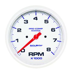 Autometer Gauge, Tachometer, 5", 8K Rpm, Marine White
