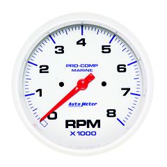 Autometer Gauge, Tachometer, 5", 8K Rpm, Marine White