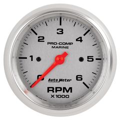 Autometer Gauge, Tachometer, 3 3/8", 6K Rpm, Marine Silver