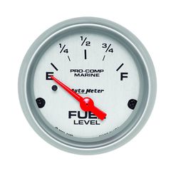 Autometer Gauge, Fuel Level, 2 1/16", 240-33 Ω, Air-Core, Marine Silver