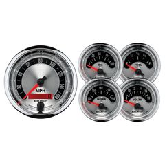 Autometer Gauge Kit, 5 Pc., 3 3/8" & 2 1/16", Elec. Speedometer, American Muscle