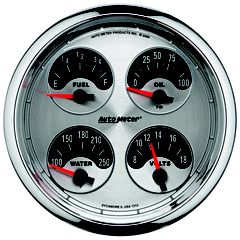 Autometer Gauge, Quad, 5", 240-33Ω, Elec, American Muscle