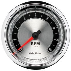 Autometer Gauge, Tachometer, 3 3/8", 8K Rpm, In-Dash, American Muscle