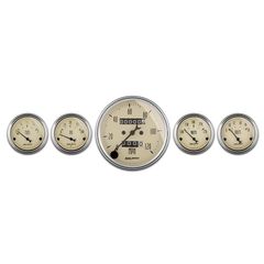 Autometer Gauge Kit, 5 Pc., 3 1/8" & 2 1/16", Mech. Speedometer, Antique Beige