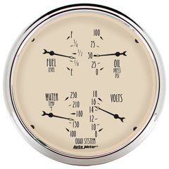 Autometer Gauge, Quad, 5", 240-33Ω, Elec, Antique Beige