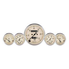 Autometer Gauge Kit, 5 Pc., 3 1/8" & 2 1/16", Mech. Speedo., Wtmp & Oilp, Antq Beige