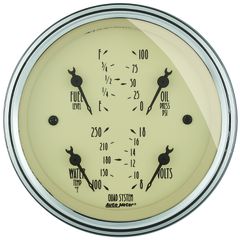 Autometer Gauge, Quad, 3 3/8", 240-33Ω, Elec, Antique Beige