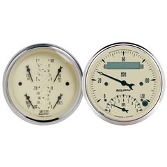 Autometer Gauge Kit, 2 Pc., Quad & Tach/Speedo, 3 3/8", Antique Beige