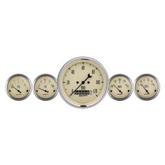 Autometer Gauge Kit, 5 Pc., 3 3/8" & 2 1/16", Elec. Speedometer, Antique Beige