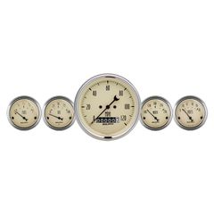 Autometer Gauge Kit, 5 Pc., 3 3/8" & 2 1/16", Elec. Speedometer, Antique Beige