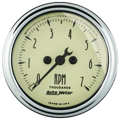 Autometer Gauge, Tachometer, 2 1/16", 7K Rpm, In-Dash, Antique Beige