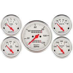 Autometer Gauge Kit, 5 Pc., 3 1/8" & 2 1/16", Mech. Speedometer, Arctic White