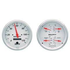 Autometer Gauge Kit, 2 Pc., Quad & Speedometer, 5", Arctic White