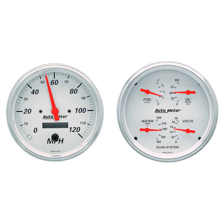 Autometer Gauge Kit, 2 Pc., Quad & Speedometer, 5", Arctic White