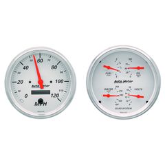 Autometer Gauge Kit, 2 Pc., Quad & Speedometer, 5", Arctic White