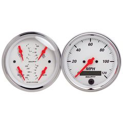 Autometer Gauge Kit, 2 Pc., Quad & Speedometer, 3 3/8", Arctic White