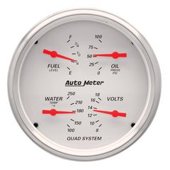 Autometer Gauge, Quad, 5", 240-33Ω, Elec, Arctic White
