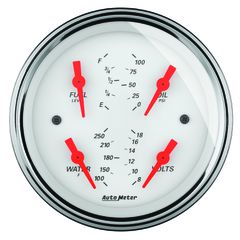 Autometer Gauge, Quad, 3 3/8", 0-90Ω, Elec, Arctic White