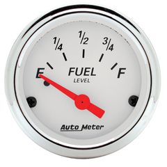 Autometer Gauge, Fuel Level, 2 1/16", 0 To 90Ω, Elec, Arctic White
