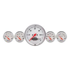 Autometer Gauge Kit, 5 Pc., 3 3/8" & 2 1/16", Elec. Speedometer, Arctic White