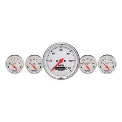Autometer Gauge Kit, 5 Pc., 3 3/8" & 2 1/16", Elec. Speedometer, Arctic White