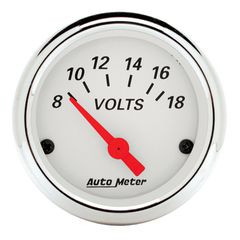 Autometer Gauge, Voltmeter, 2 1/16", 18V, Elec, Arctic White